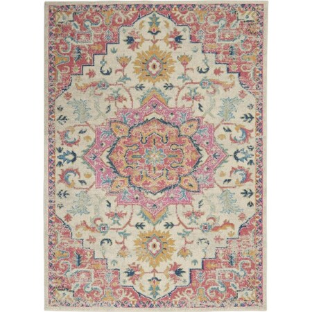 Palacedesigns 7 x 10 ft. Ivory & Pink Medallion Area Rug - Ivory Pink - 7' x 10' PA3648292